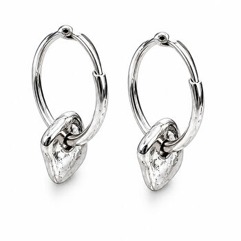 Organic Square Charm Gold Plated Silver Huggie Hoop Earrings, 7 of 8