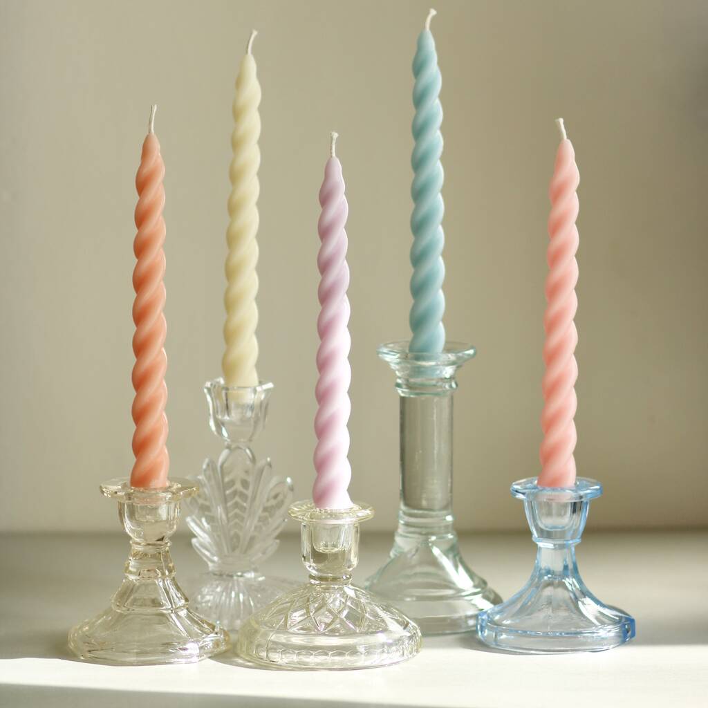 Five Perfect Pastel Beeswax Soy Blend Twist Candles, 1 of 8