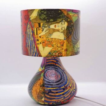 Klimt 'The Kiss' Table Lamp: Abstract Decoupage Night, 2 of 10