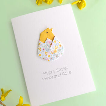 Personalised Happy Easter Origami Chick Card, 3 of 7