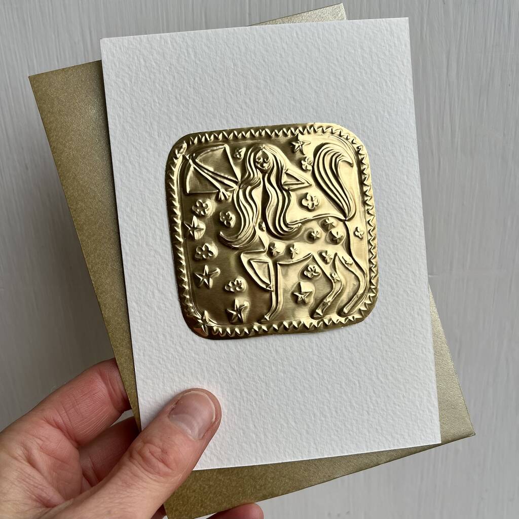 Personalised Gold Foil Sagittarius Birthday Card, 1 of 3