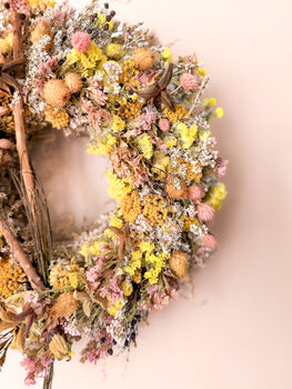 Dried Flower Wreath With Yellow And Pink, 4 of 5