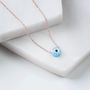 Mini Opalite Plated Silver Evil Eye Necklace, thumbnail 5 of 11