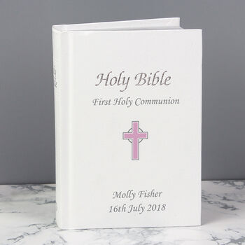 Personalised Pink Cross Holy Bible Gift, 2 of 7
