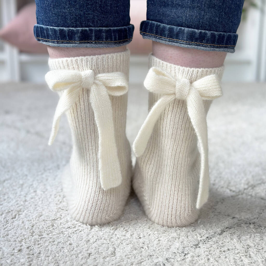 100% Cashmere Bow Back Socks, 1 of 9