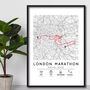 Custom Marathon Completion Map Route Print, Strava Route Or Park Run Map Print, thumbnail 2 of 5