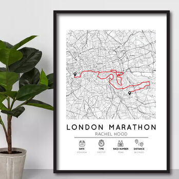 Custom Marathon Completion Map Route Print, Strava Route Or Park Run Map Print, 2 of 5