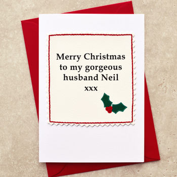 'Holly' Personalised Christmas Card Husband Or Wife, 2 of 4