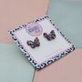 Rainbow Butterfly Glitter Resin Stud Earrings, thumbnail 2 of 4