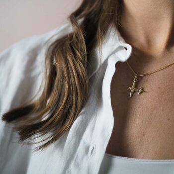 Airplane Necklace In Solid Gold, 3 of 6
