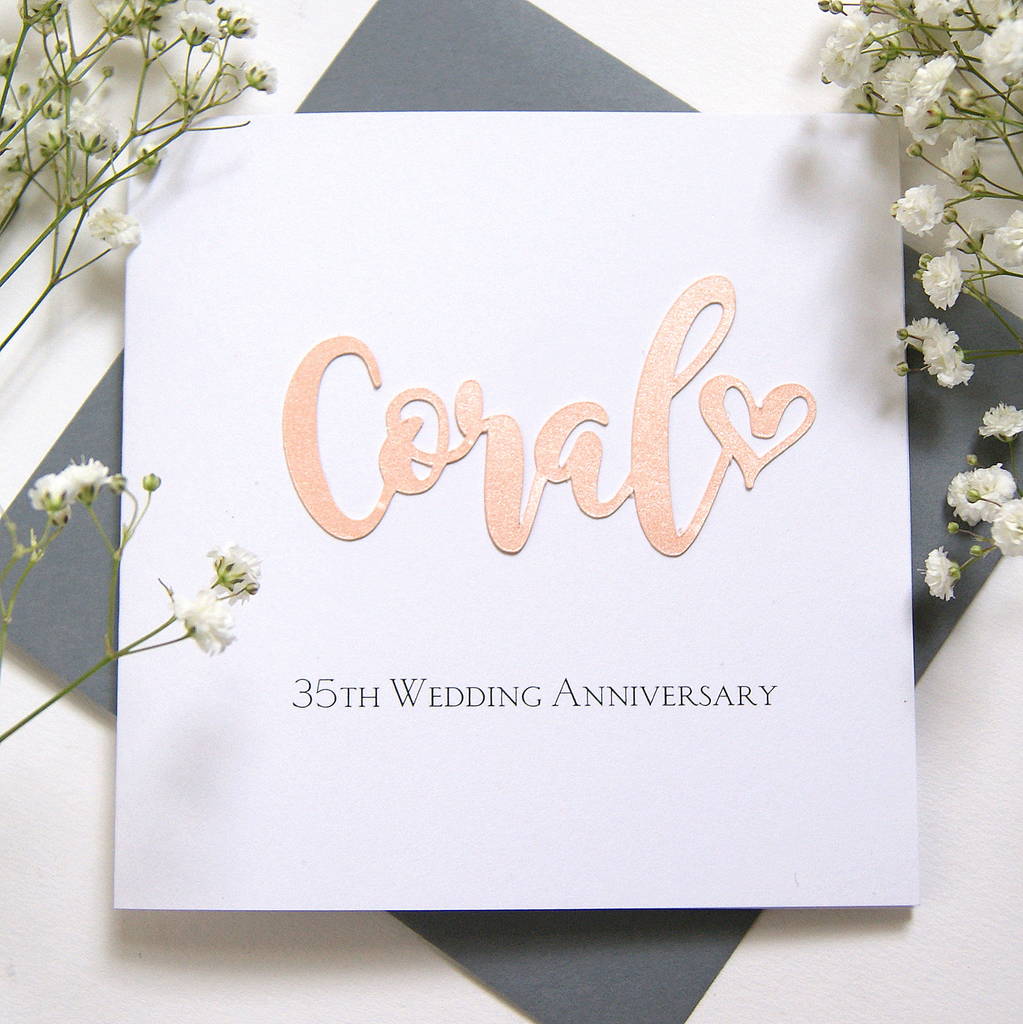 coral  35th wedding  anniversary  card  by the hummingbird 