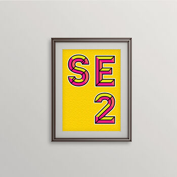 Se2 London Postcode Neon Typography Print, 4 of 4