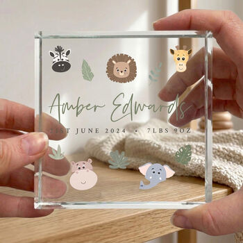 Personalised Jungle New Baby Christening And Nursery Crystal Token, 2 of 7