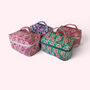 Vanity Bag | Quilted Cotton Toiletry Bag | Turquoise Floral Block Print, thumbnail 3 of 5