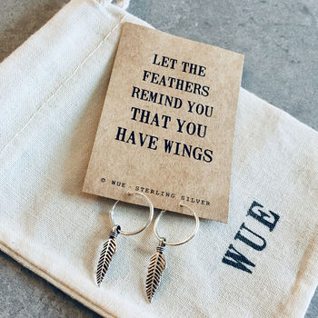 You Have Wings Silver Hoop Earrings, 2 of 3