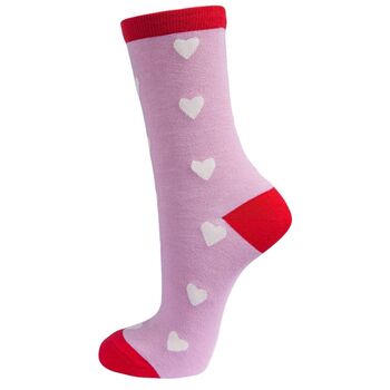 Women's Bamboo Socks Valentine's Day Pink Love Hearts, 3 of 3