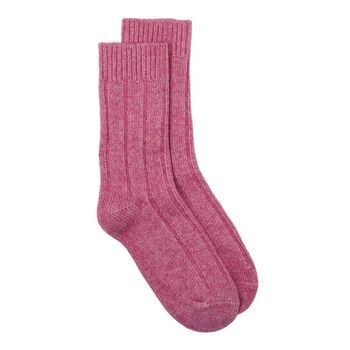 Recycled Wool / Cashmere Socks In Dusky Pink, 2 of 4