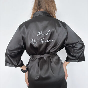 Black Embroidered Bridesmaid Robes, 2 of 4