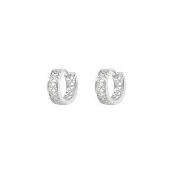 925 Sterling Silver Patterned Chunky Hoop Earring, 7 of 10