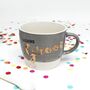 Porcelain Mr And Mrs Mugs Pair And Ceramic Spoon, thumbnail 3 of 4