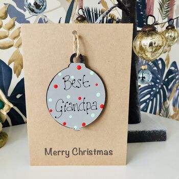 Personalised Grandpa Christmas Card Bauble Decoration, 3 of 3