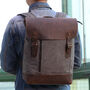 Canvas And Leather Zip Detail Backpack, thumbnail 3 of 12