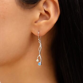 Molten Sterling Silver Opal Duo Drop Earrings, 3 of 7