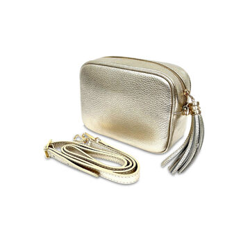 Gold Leather Crossbody Bag And Gold Chain Strap, 2 of 8