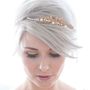 Celena Gold Leaf Starburst Pearl Bridal Headpiece, thumbnail 1 of 4