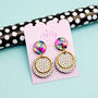 Abstract, White And Black Polka Dot Earrings, thumbnail 4 of 8