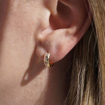 White Stone Petite Hoop Earrings, 3 of 7