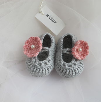 Hand Crochet Baby Shoes With Headband, 3 of 5