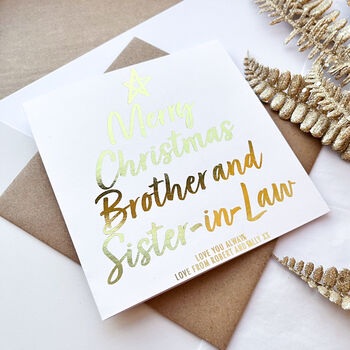 Foiled Christmas Card For Sister And Brother In Law, 7 of 7