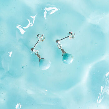 Larimar Drop Stud Earrings Second Light Collection, 4 of 4