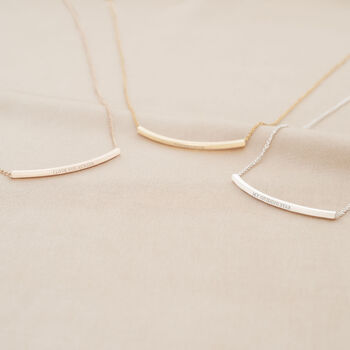 Curved Skinny Bar Hidden Message Personalised Necklace, 4 of 11