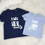 It Was Him! / It Was Her! Sibling Rivalry T Shirt Set, thumbnail 2 of 8
