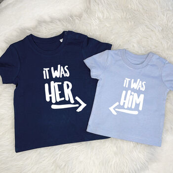It Was Him! / It Was Her! Sibling Rivalry T Shirt Set, 2 of 8