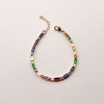 Colourful Glass Stone Tennis Bracelet, 2 of 10