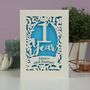 Papercut One Year Paper Anniversary Card In Cream, thumbnail 2 of 9