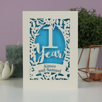 Papercut One Year Paper Anniversary Card In Cream, 2 of 9