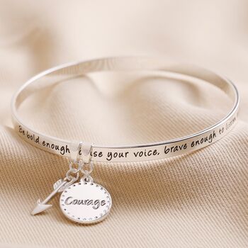 'Be Brave' Meaningful Word Bangle, 4 of 5
