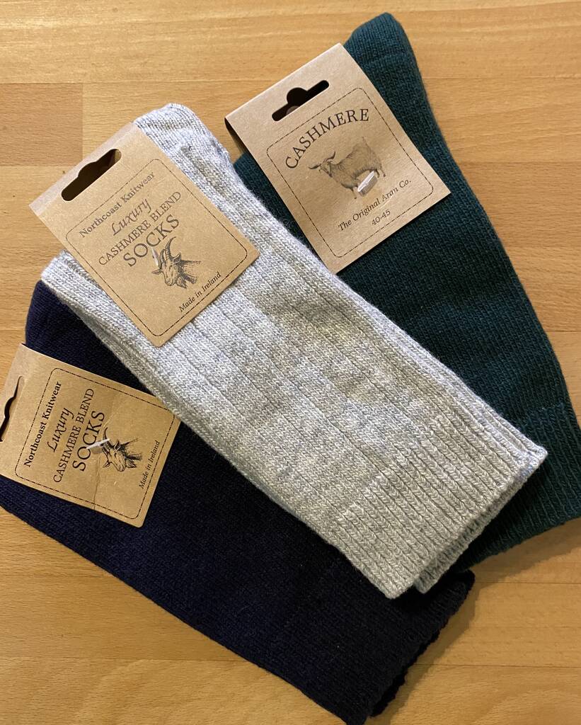 Mens Cashmere Blend Socks Light Grey Marl By Heliotique