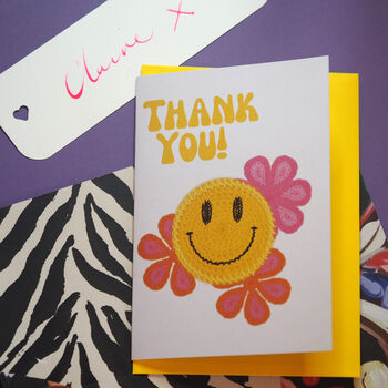 'Crochet Smiley Face' Thank You Card, 2 of 3