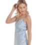 British Made Pale Blue Short Satin Nightdress With Lace Detail Ladies Size 8 To 28 UK, thumbnail 2 of 5