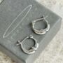 Sterling Silver Crescent Moon Face Hoops, thumbnail 7 of 9