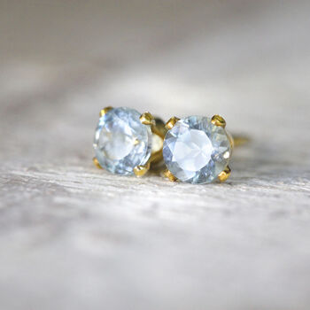 Blue Aquamarine Stud Earrings In Silver Or Gold, 2 of 12