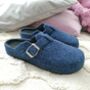 Wool Orthopaedic Navy Women's Clogs Slippers, thumbnail 1 of 8