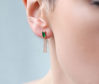 Emerald Crystal Drop Earrings, 3 of 4