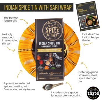 Indian Tin With Nine Spices And Silk Sari Wrap, 3 of 8