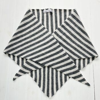 Lambswool Knitted Striped Triangle Scarf, 6 of 6